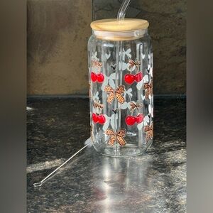 Cherry and Bow 16oz Glass